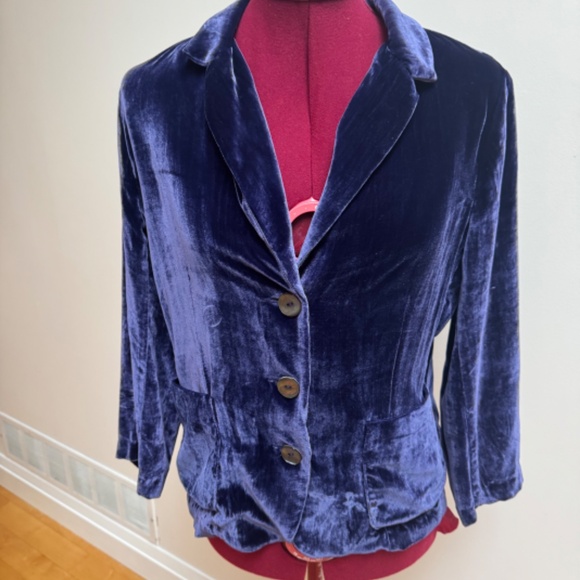 Graham & Spenser Blue Velvet 3 button Jacket Sz M - Picture 1 of 12